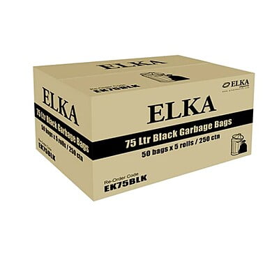 Elka 75lt Economy Black Garbage Bags  [250]