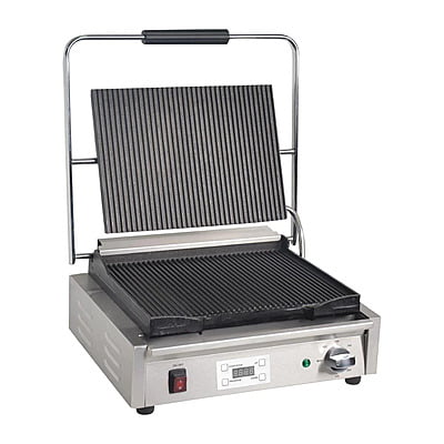 Apuro Large Contact Grill w Ribbed Plates and Timer